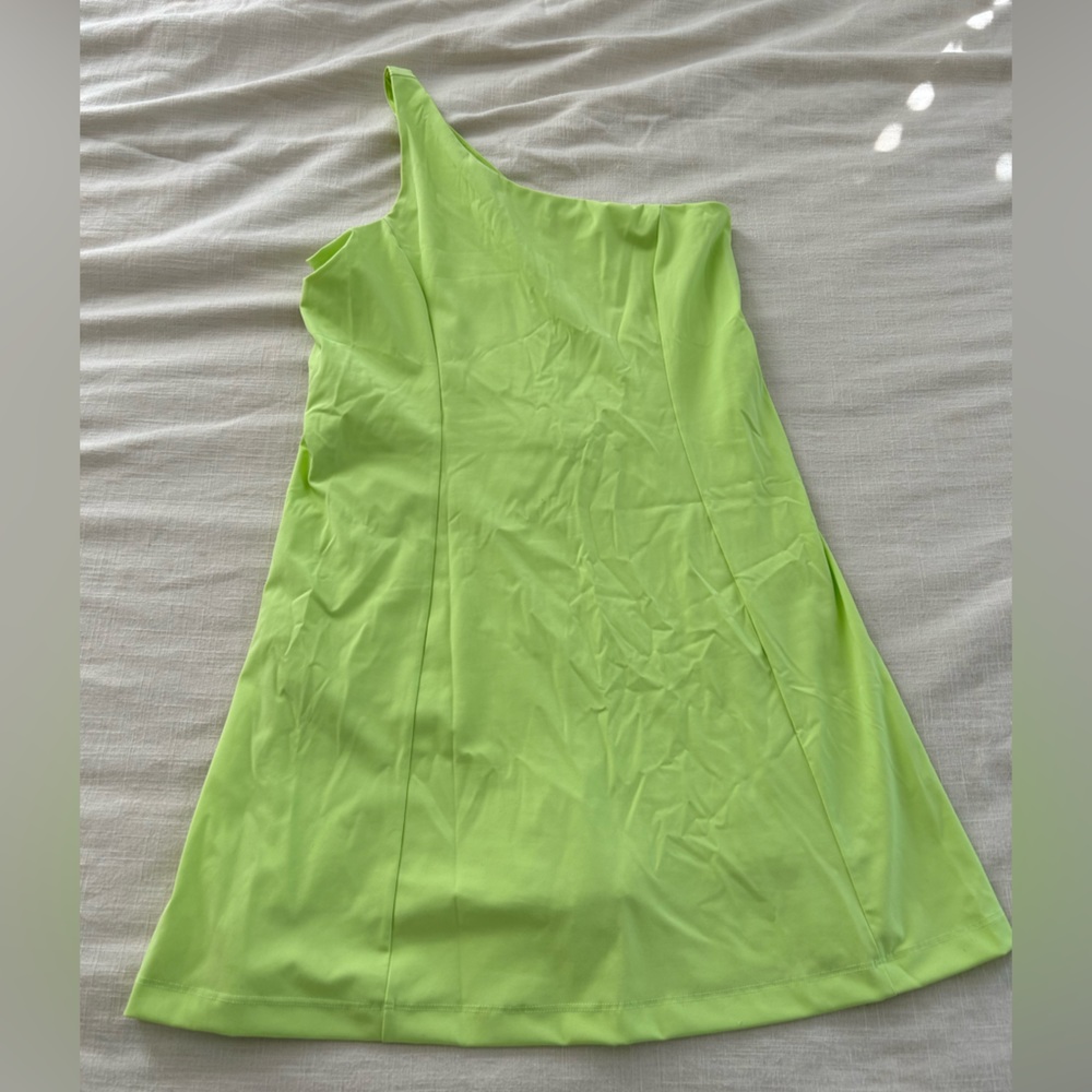 NWOT Outdoor Voices One Shoulder Lined Dress in Honeydew